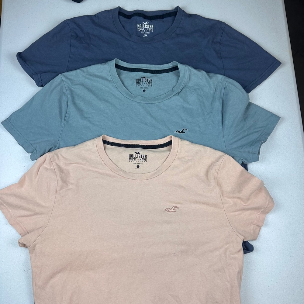 Lot of 3 Hollister T-Shirt Mens Small Multi Color Must-Have Collection Cotton